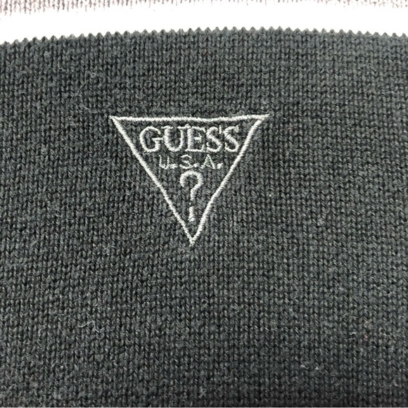GUESS Grey & Black Long Sleeve Zip Up Striped Knit Cardigan Sweater Size Large - Picture 4 of 13